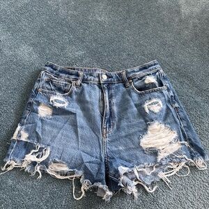 American Eagle High Waisted Distressed Denim Shorts